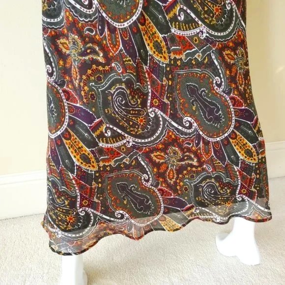 Cato Paisley Print Wavy Hem Maxi Skirt SZ L - Picture 6 of 9